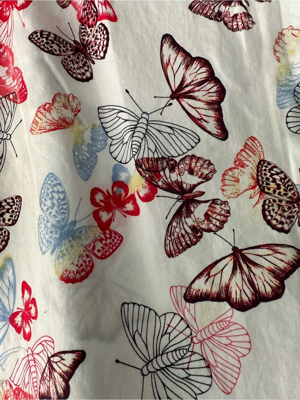 🦋 Foxcroft NYC Butterfly Print Shirt Size 14 White 100% Cotton Wrinkle Free - Picture 3 of 10